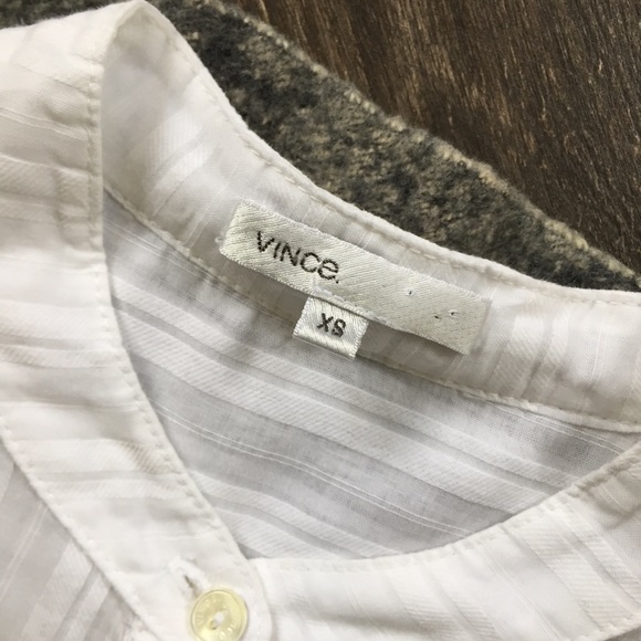 VINCE sheer white cinch waist tunic top XS - Picture 7 of 8